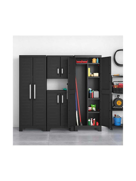 Shoe Cabinet Detroit XL Plastic with 2 Shelves Black 89x54x93cm