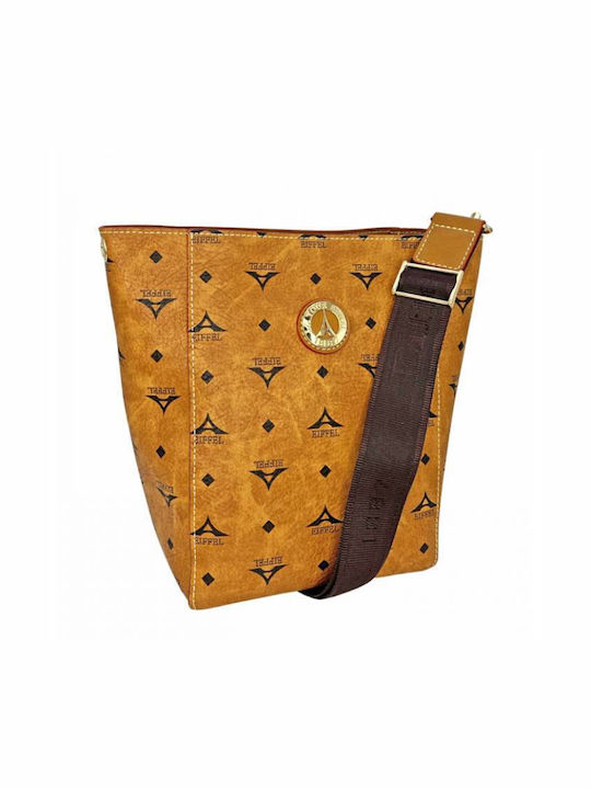 La tour Eiffel Din piele Geantă de damă Crossbody Tabac maro