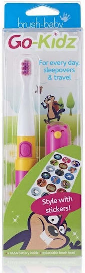 Brush Baby Go Kidz Children's Electric Toothbrush For 3+ Years Pink With Travel Case