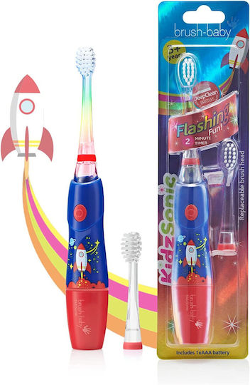 Brush Baby Kidz Sonic Children's Electric Toothbrush for 3+ Years Rocket with Replacement Heads