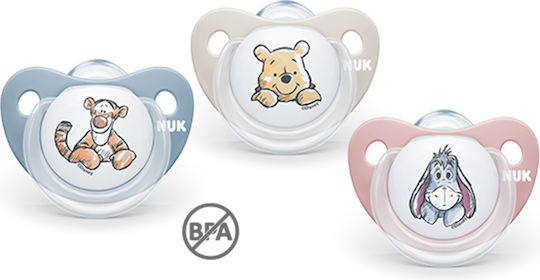 Nuk Trendline Winnie Orthodontic Pacifier Silicone with Case Winnie - Grey for 6-18 months