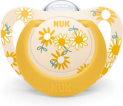 Nuk Schnuller Silikon Star Blumen Yellow für 6-18 Monate 1Stück