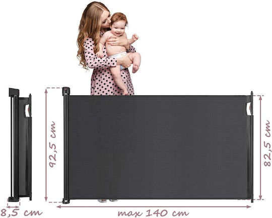 Nukido Pliabil Ușă de siguranță în Culoare Negru 140x92.5cm 1buc