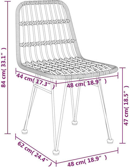 Outdoor-Stuhl Rattan Braun 2Stück 48x62x84εκ.