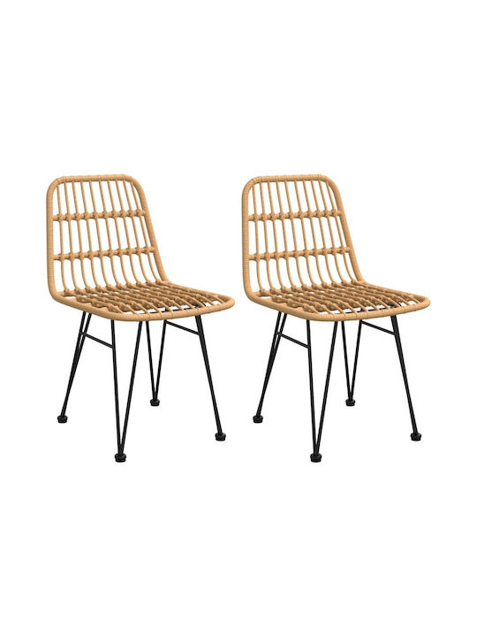 Outdoor Chair Rattan Brown 2pcs 48x62x84cm