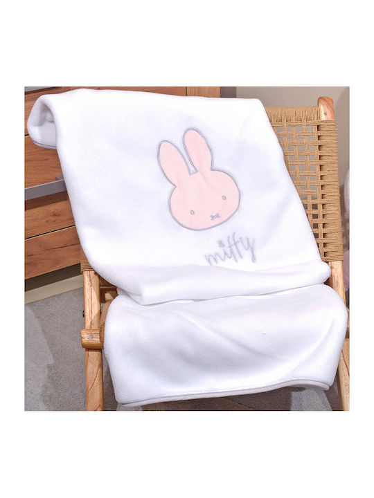 Miffy Blanket Cot Fleece White 100x140cm.