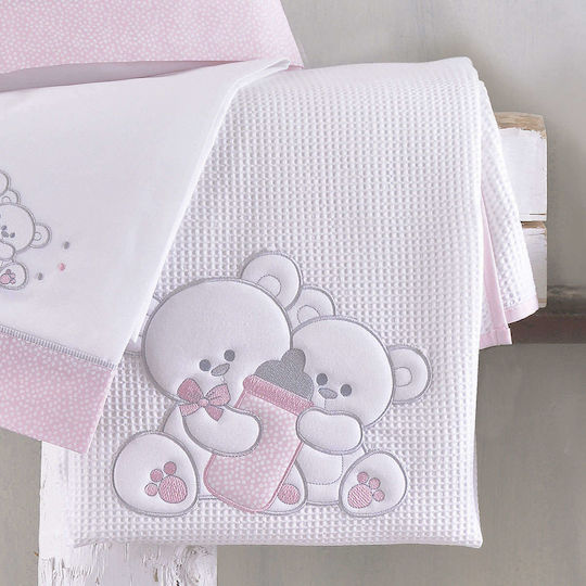 Rythmos Decke Kinderbett Cuddles Waffel Rosa 120x150cm