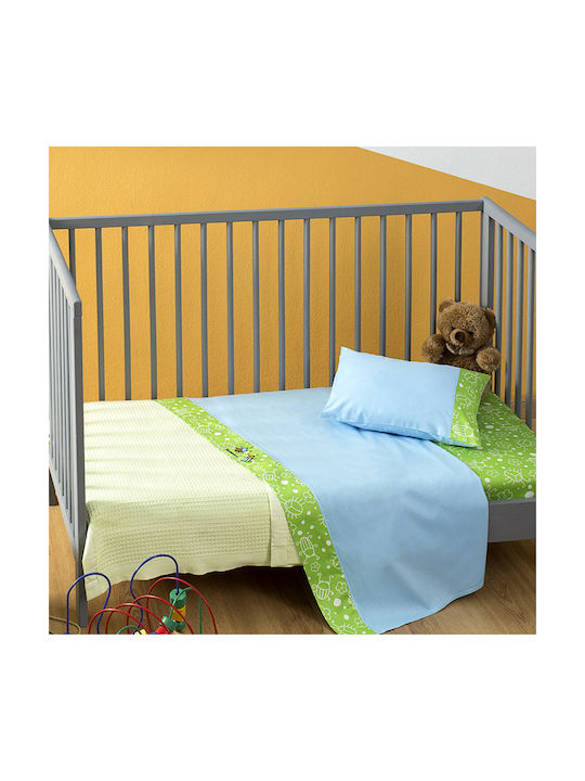 Zouzounia Μπάμπουρας Set Baby Bettwäsche Für Krippe Baumwolle 120x160cm 3Stück ZOU-BD-009