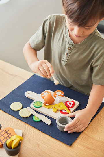 Plan Toys Wooden Cheese and Cold Cuts Platter for Ages 2 and Up 8.5 cm 1 Piece