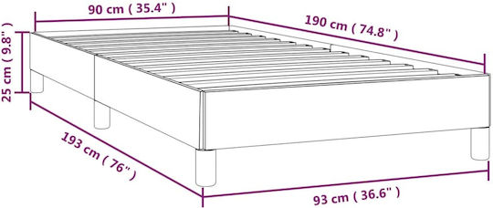 Single Bed Base Upholstered with Pink Fabric for Mattress 90x190cm