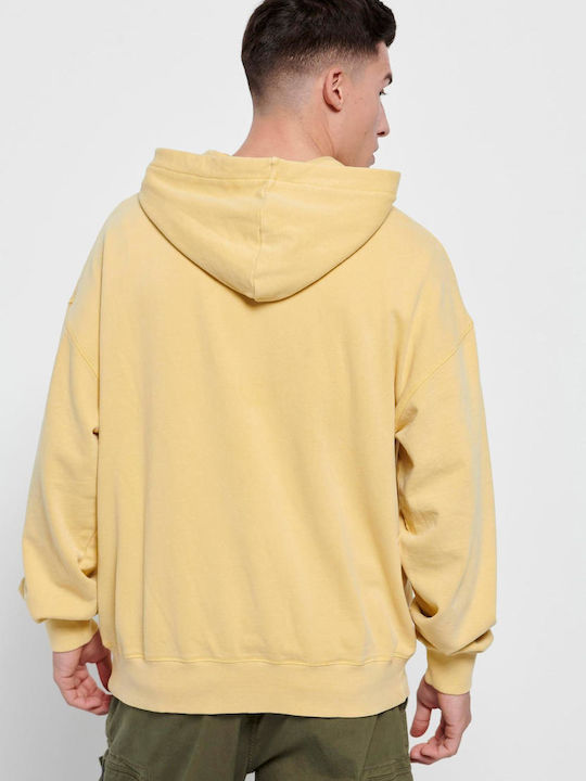 Funky Buddha Herren Sweatshirt Jacke mit Kapuze und Taschen Vanilla Yellow