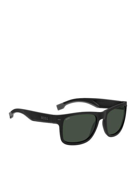 Boss Men's Sunglasses with Black Plastic Frame and Green Lens BOSS 1496/S O6W/55