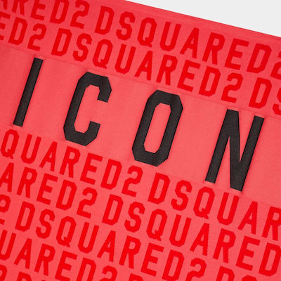 Dsquared2 Icon Logo Print Strandtuch Rot 180x90cm.