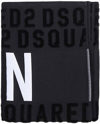 Dsquared2 Be Icon Prosop de Plajă de Bumbac Negru 180x100cm.