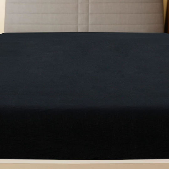 vidaXL Sheet Double with Elastic 140x200cm. Black
