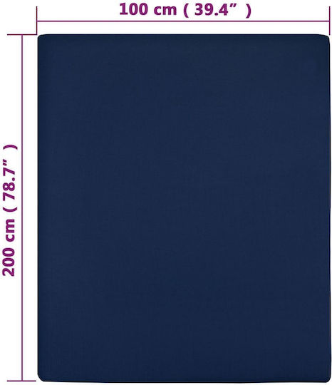 vidaXL Cearșaf Single cu Elastic 100x200cm. Albastru