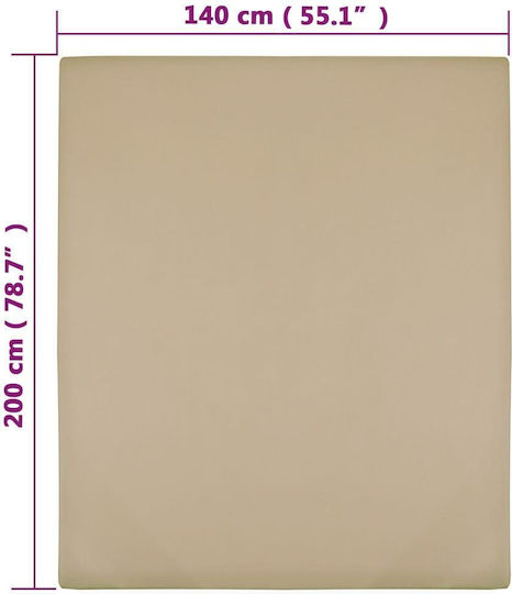 vidaXL Sheet Double with Elastic 140x200cm. Taupe