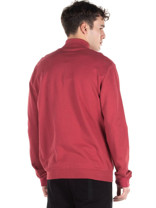 JEPA MAN ZIPPER MOCK HOODIE BRUSHED 27-19066-BORDEAUX MEL Μπορντό