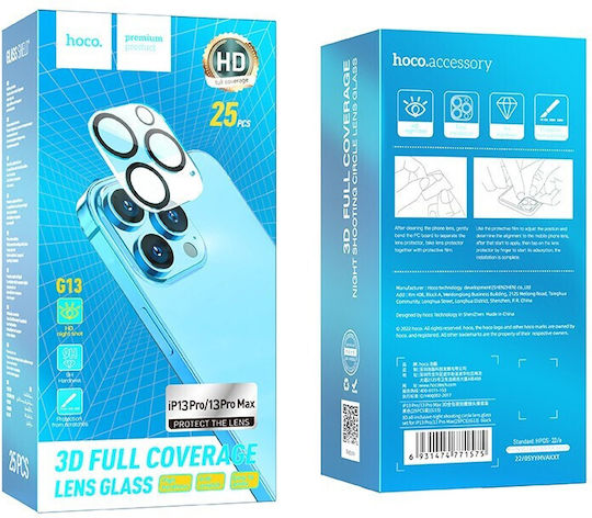 Hoco 3D Metal G13 25τμχ Προστασία Κάμερας Μεταλλικό Πλαίσιο Black για το iPhone 13 Pro, iPhone 13 Pro Max