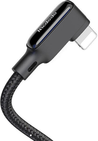 Mcdodo Spiral / Angle (90°) USB-A to Lightning Cable Μαύρο 1.8m (CA-7300)