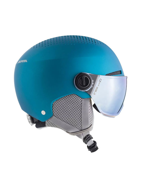 Alpina Zupo Junior Hi Eps & Visor Q-Lite Kids Helmet for Ski & Snowboard Turquoise Matt