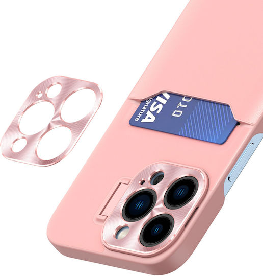 Hurtel Stand Case Задна корица Изкуствена кожа Розов (iPhone 14 Pro)