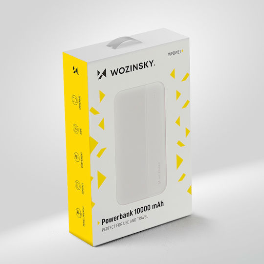 Wozinsky WPBWE1 Power Bank 10000mAh 10W mit 2 USB-A Anschlüssen und USB-C Anschluss Weiß