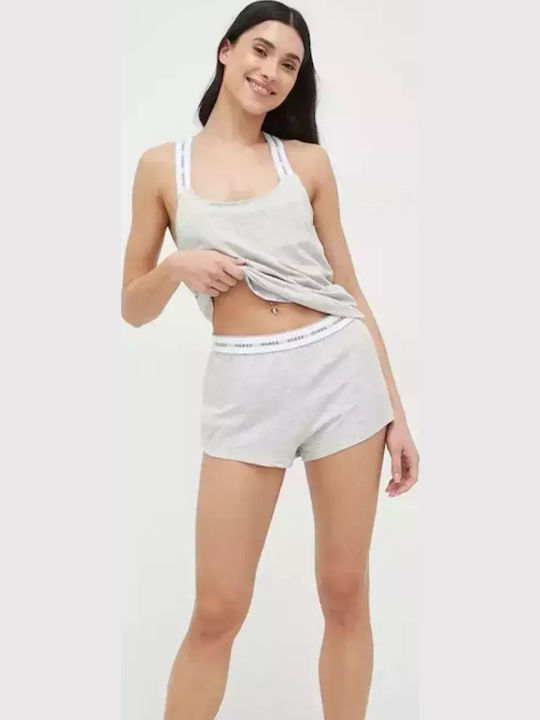 Guess Καλοκαιρινό Γυναικείο Σετ Πιτζάμας Γκρι Carrie
