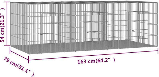 vidaXL 171569 Verzinkter Stahlkäfig für Kaninchen 163cmx79cmx54cmcm.