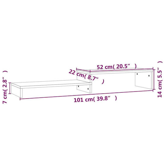 vidaXL Tabletop Suport Monitor 52-101x22x14cm from Solid Pine Wood Alb (814015)
