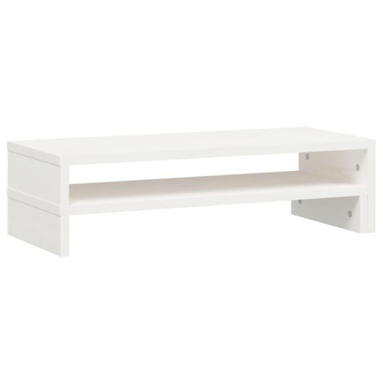 vidaXL Tabletop Suport Monitor 52-101x22x14cm from Solid Pine Wood Alb (814015)