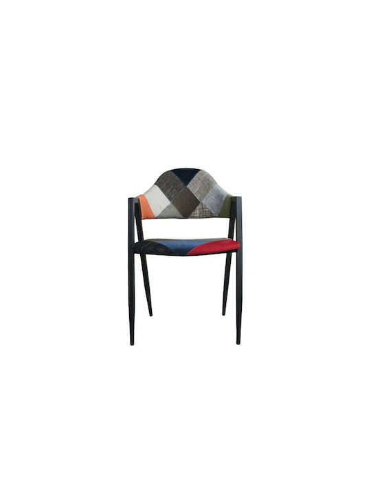 Delta Dining Room Fabric Armchair Black Velvet-Black Metal 50x55x80cm 2pcs