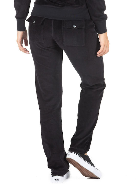 District75 Damen-Sweatpants Schwarz Samt