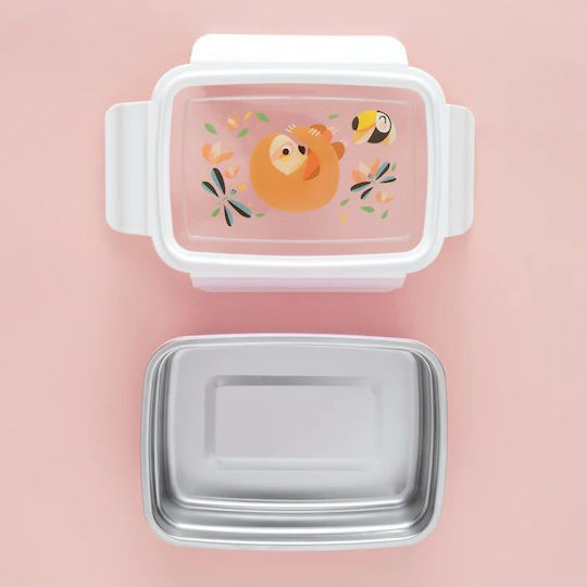 Petit Monkey Bento Sloth Πλαστικό Παιδικό Δοχείο Φαγητού Ροζ