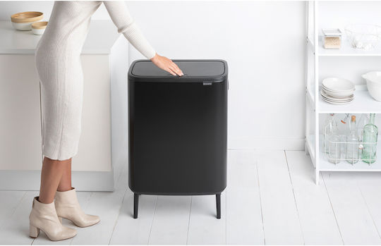 Brabantia Кошче за Боклук от Неръждаема Стомана Тласък Черно 60л