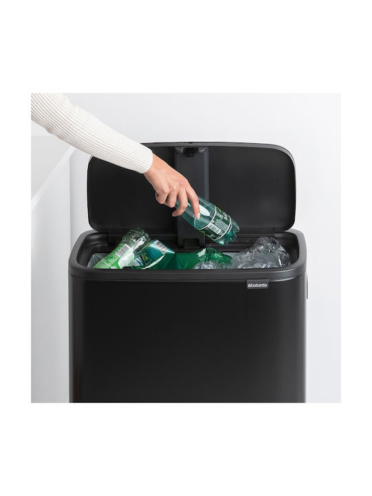 Brabantia Bo Κάδος Απορριμμάτων από Ανοξείδωτο Ατσάλι Μαύρος 60lt