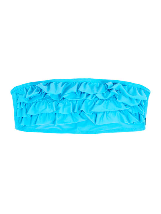 Strapless Bikini with Ruffles Neon Blue 2