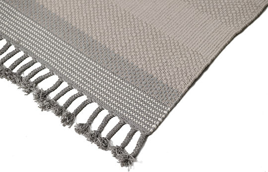 Tapicap Keren Handmade Rug Outdoor Rectangular Wool with Fringes Beige-grey