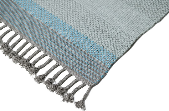 Tapicap Keren Handmade Rug Outdoor Rectangular Wool with Fringes Ciel-Blue