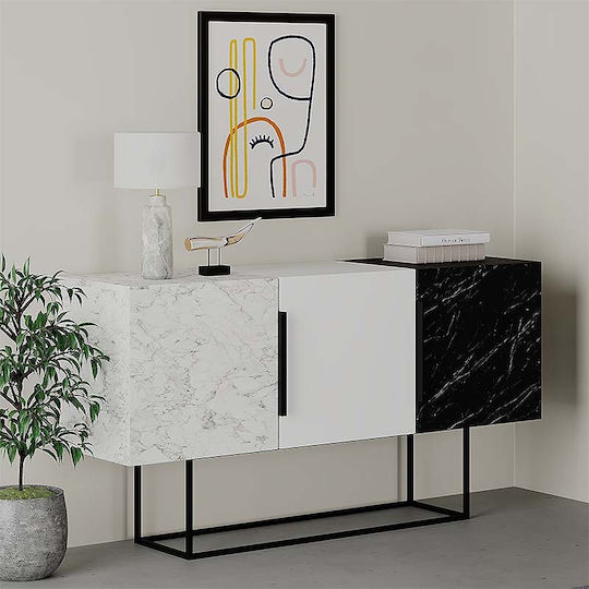Μπουφές Tontini από Ξύλο & Μέταλλο Λευκό / Μαύρο 150x42x79.5cm