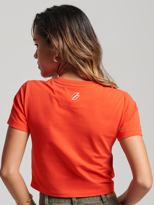 Superdry Code Graphic Women's Summer Crop Top Short Sleeve Orange