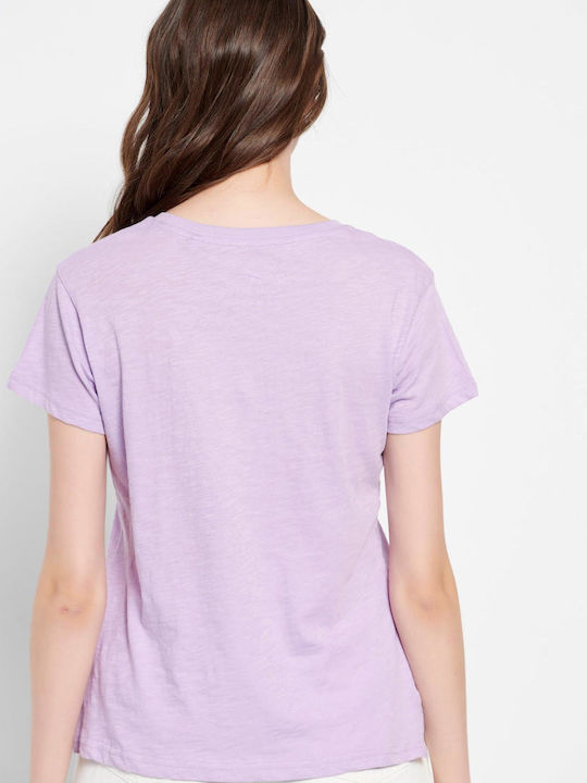 Funky Buddha Women's T-shirt with V Neckline Lavender