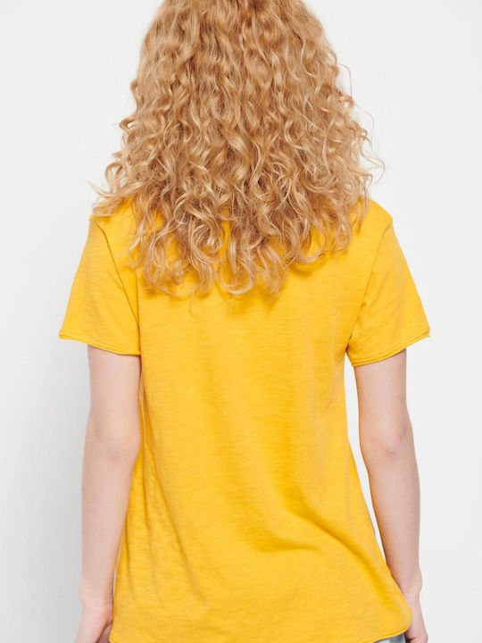 Funky Buddha Γυναικείο Αθλητικό T-shirt με V Λαιμόκοψη Honeycomb