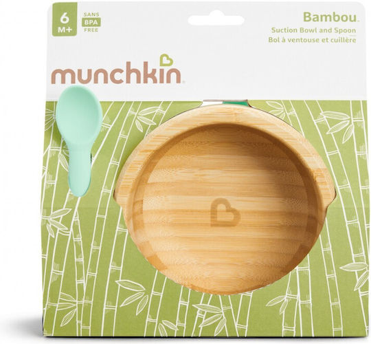 Munchkin Σετ Φαγητού από Bamboo με Αντιολισθητική Βάση Τιρκουάζ 2τμχ για 6+ μηνών