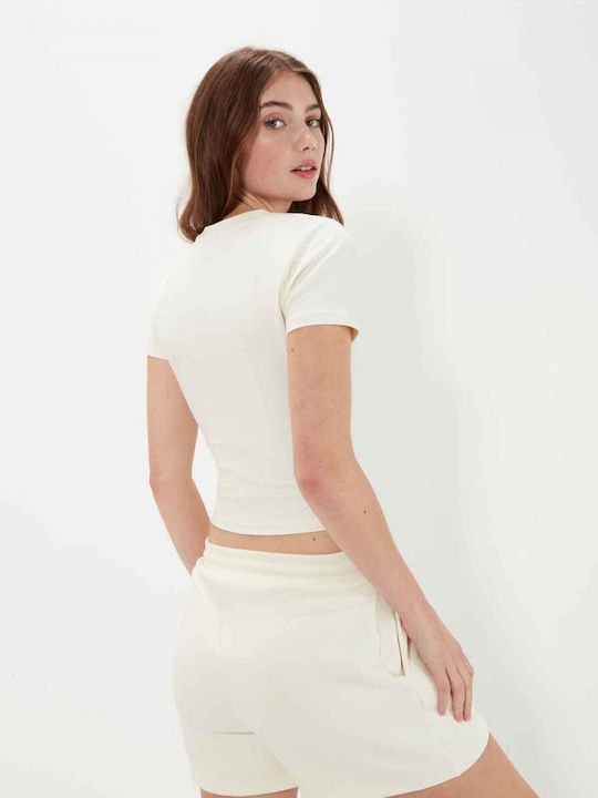 Ellesse Women's Athletic Crop Top Short Sleeve Beige