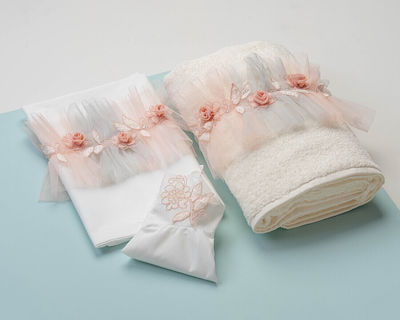 Lina Baby Baptism Towel Set Εδέμ Εκρού