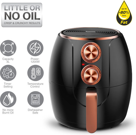 Turbotronic Air Fryer 3lt Black TT-AF3