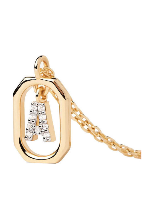 P D Paola Monogram "A" from Gold Plated Silver with Zircon