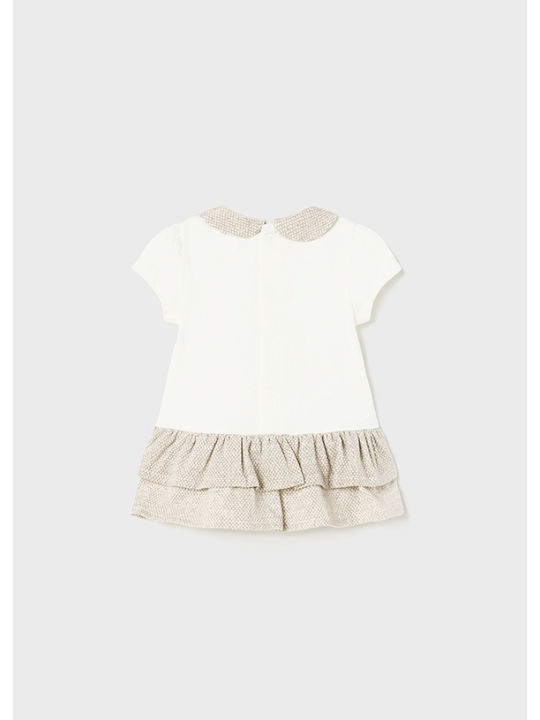 Mayoral Kids Dress Short Sleeve Beige