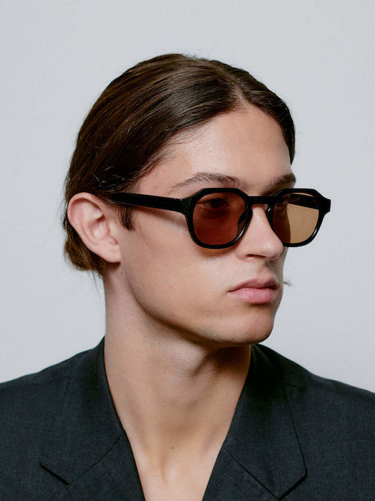 A.Kjaerbede Zan Sunglasses with Black Plastic Frame and Brown Lens KL2318-001